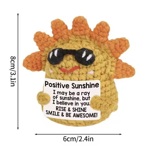 Crochet Sunshine with Sunglasses – “Rise & Shine” Motivational Plush - Picture 4 of 7